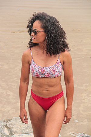 Top Alcinha Kymacta Estampado Vermelho