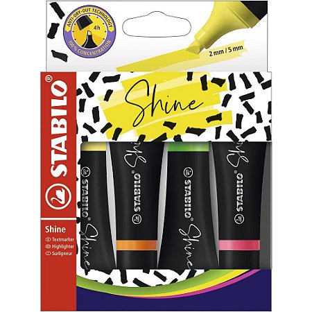 MARCADOR DE TEXTO SHINE 4 CORES - STABILO