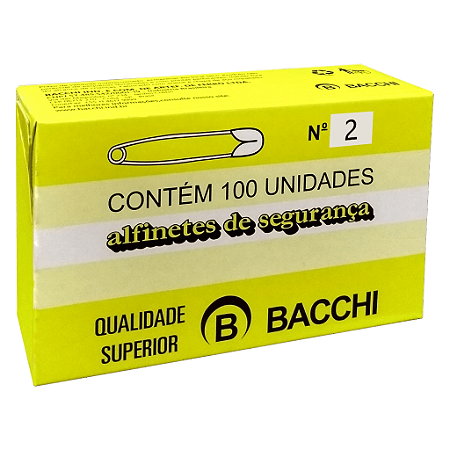 ALFINETE DE SEGURANÇA N° 2 NIQUELADO C/100 UNIDADES - BACCHI