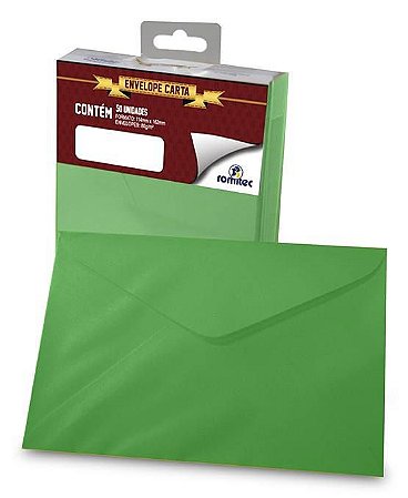 ENVELOPE CARTA 80G 114MMX162MM VERDE C/50 UNIDADES - ROMITEC