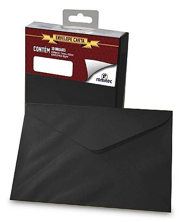 ENVELOPE CARTA 80G 114MMX162MM PRETO C/50 UNIDADES - ROMITEC