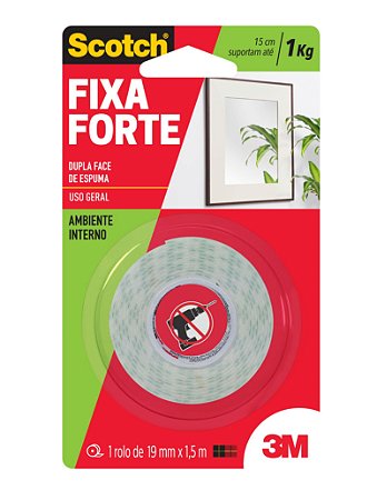 FITA DUPLA FACE SCOTCH FIXA FORTE ESPUMA 19MMX1,5M - 3M