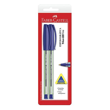 CANETA ESFEROGRÁFICA TRILUX 035 FINE AZUL C/2 UNIDADES - FABER-CASTELL