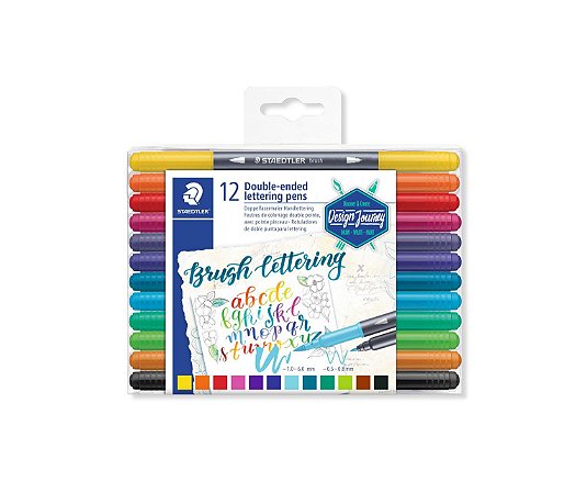 CANETA BRUSH LETTERING PONTA DUPLA 3004 C/12 CORES - STAEDTLER