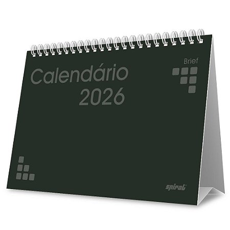 CALENDÁRIO DE MESA 2026 BRIEF PRETO - SPIRAL