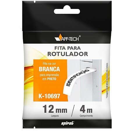 FITA PARA ROTULADOR DYMO 12MMX4M (PAPEL) K-10697 BRANCA - APP-TECH