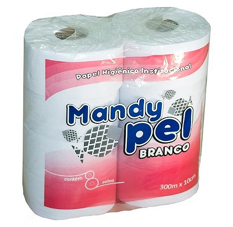 PAPEL HIGIÊNICO ROLÃO 300MX10CM BRANCO C/8 UNIDADES - MANDYPEL