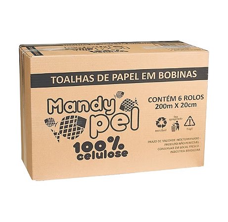PAPEL TOALHA EM BOBINA 200MX20CM C/6 UNIDADES - MANDYPEL