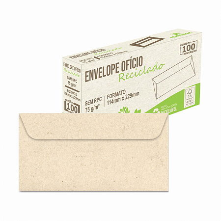 ENVELOPE OFÍCIO 75G 114MMX229MM RECICLADO C/100 UNIDADES - ROMITEC