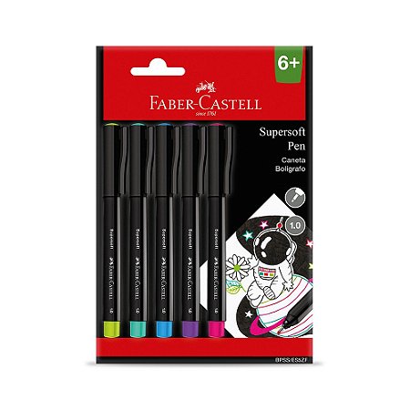 CANETA PONTA POROSA SUPERSOFT PEN 1.0MM C/5 CORES - FABER-CASTELL