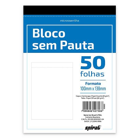 BLOCO 1/8 SEM PAUTA 50 FLS - SPIRAL