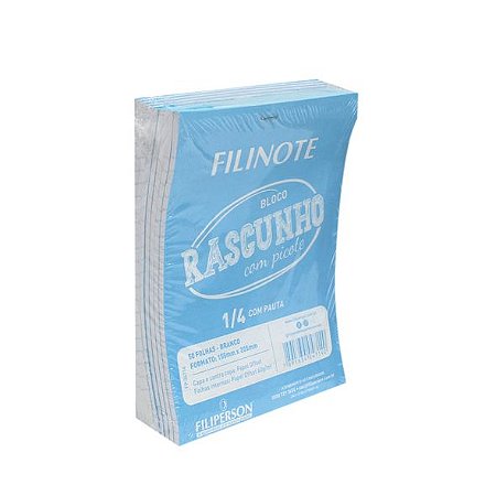 BLOCO RASCUNHO 1/4 COM PAUTA FILINOTE C/50 FLS C/10 UNIDADES - FILIPERSON