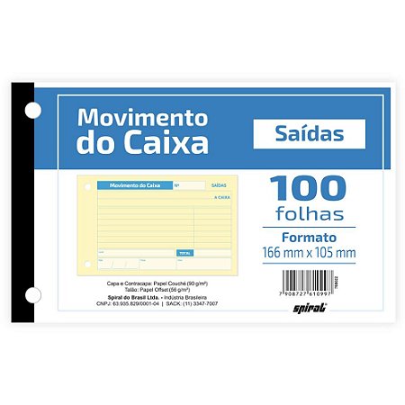 MOVIMENTO DO CAIXA SAÍDAS 100 FLS - SPIRAL