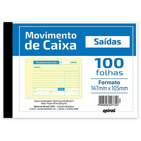MOVIMENTO DO CAIXA SAÍDAS 100 FLS - SPIRAL