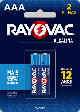 PILHA ALCALINA AAA PALITO C/2 UNIDADES - RAYOVAC