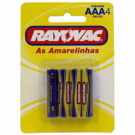 PILHA AS AMARELINHAS AAA PALITO C/4 UNIDADES - RAYOVAC