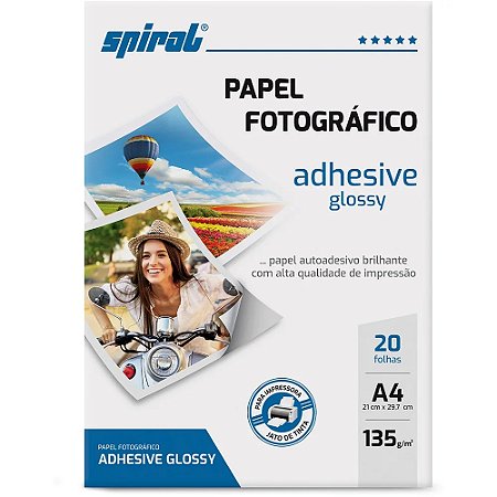 PAPEL FOTOGRÁFICO A4 135G GLOSSY PAPER ADESIVO C/20 FLS - SPIRAL