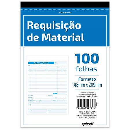 REQUISIÇÃO DE MATERIAL C/100 FLS - SPIRAL