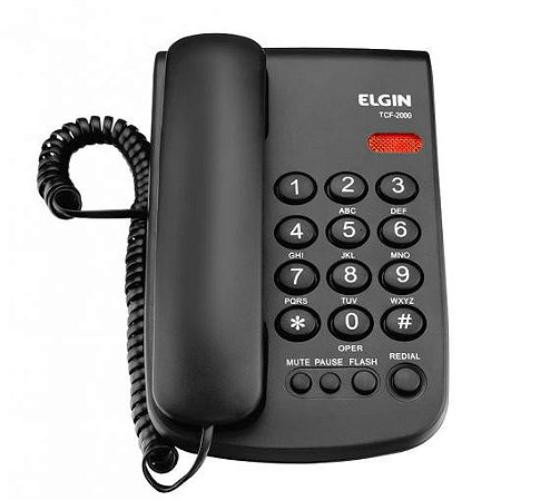 TELEFONE COM FIO E CHAVE DE BLOQUEIO TCF 2000 PRETO - ELGIN