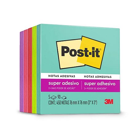BLOCO ADESIVO POST-IT CUBO SUPERNOVA 76MMX76MM 450 FLS - 3M