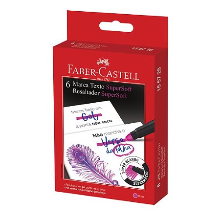 MARCA TEXTO SUPERSOFT GEL ROSA C/6 UNIDADES - FABER-CASTELL