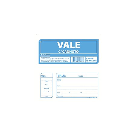 VALE COM CANHOTO 50 FLS - PAUTA BRANCA