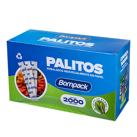 PALITO DE BAMBU EMBALADO PAPEL C/2000 UNIDADES - BOMPACK