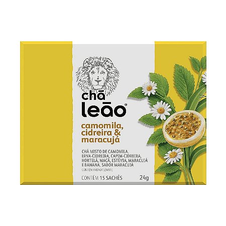 CHÁ CAMOMILA COM CIDREIRA E MARACUJÁ C/15 SAQUINHOS - LEÃO