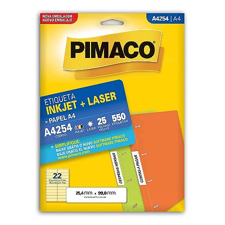 ETIQUETA A4 A4254 25 FOLHAS - PIMACO