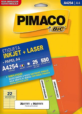 ETIQUETA A4 A4254 25 FOLHAS - PIMACO