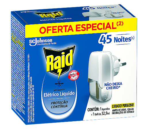 RAID ELÉTRICO LÍQUIDO 45 NOITES APARELHO + REFIL 32,9ML