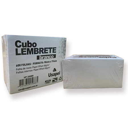 CUBO LEMBRETE 98MMX79MM BRANCO C/600 FLS - USAPEL