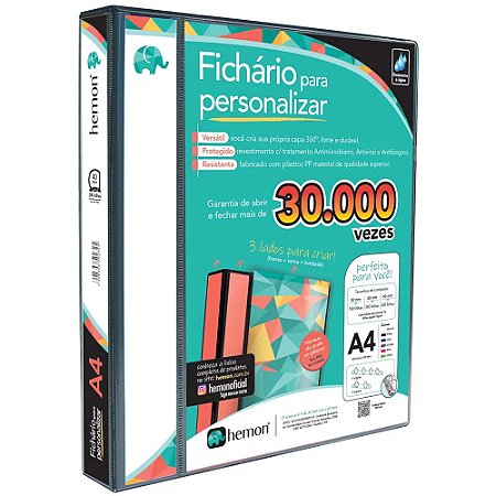 FICHÁRIO PRETO A4 4 ARGOLAS 4CM - CHIES
