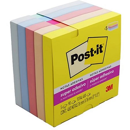 BLOCO ADESIVO POST-IT CUBO ALEGRIA 76MMX76MM 450 FLS - 3M