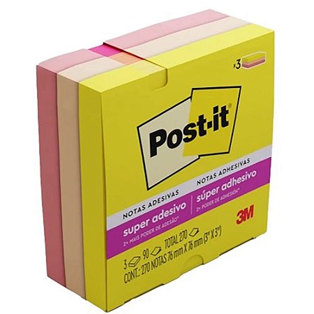 BLOCO ADESIVO POST-IT CUBO ALEGRIA 76MMX76MM 270 FLS - 3M