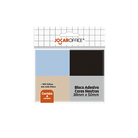 BLOCO ADESIVO 38MMX50MM CORES NEUTRAS 400 FLS - JOCAR OFFICE