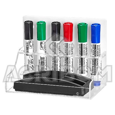 SUPORTE PARA APAGADOR E PARA 6 CANETAS DE QUADRO BRANCO - ACRIBOM