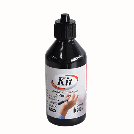 TINTA PARA MARCADOR DE QUADRO BRANCO PRETA 200ML - KIT