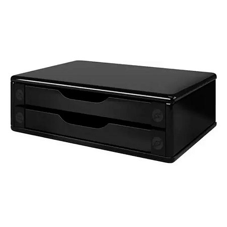 SUPORTE PARA MONITOR C/2 GAVETAS BLACK PIANO - SOUZA & CIA