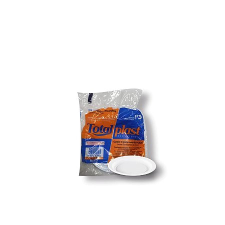 PRATO 15CM RASO BRANCO C/10 UNIDADES - TOTALPLAST