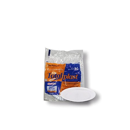 PRATO 21CM RASO BRANCO C/10 UNIDADES - TOTALPLAST
