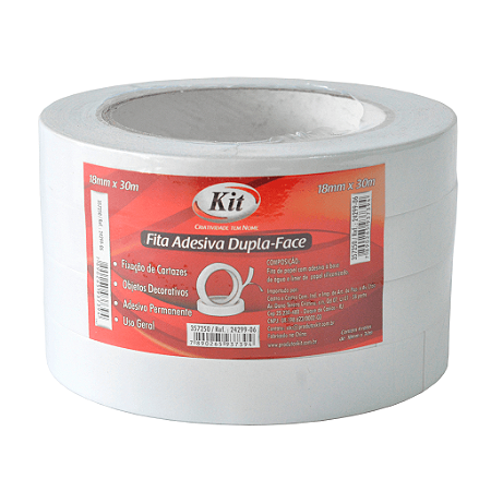 FITA ADESIVA DUPLA FACE 18MMX30M C/4 UNIDADES - KIT