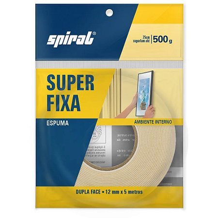 FITA DUPLA FACE ESPUMA SUPER FIXA 12MMX5M - SPIRAL