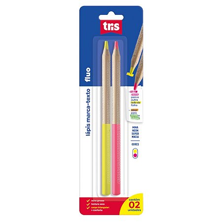 LÁPIS MARCA TEXTO FLUO AMARELO/ROSA - TRIS