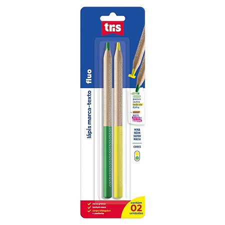 LÁPIS MARCA TEXTO FLUO AMARELO/VERDE - TRIS