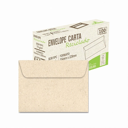 ENVELOPE CARTA 75G 114MMX162MM RECICLADO C/100 UNIDADES - ROMITEC