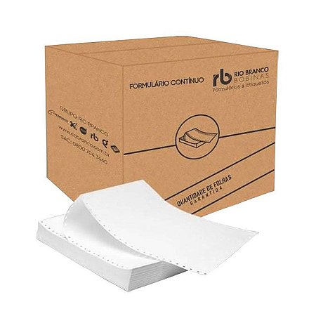 FORMULÁRIO CONTÍNUO 80 COLUNAS 1V BRANCO C/2500 FOLHAS - RIO BRANCO