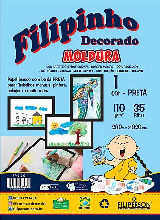 PAPEL FILIPINHO 110 G/M² DECORADO MOLDURA PRETA C/35 FLS - FILIPERSON