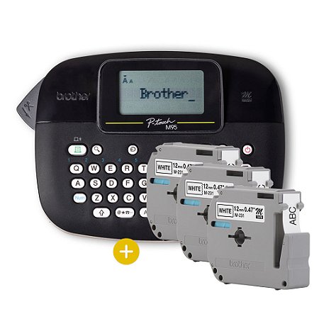 ROTULADOR ELETRÔNICO PT-M95BKBP PRETO C/3 FITAS - BROTHER