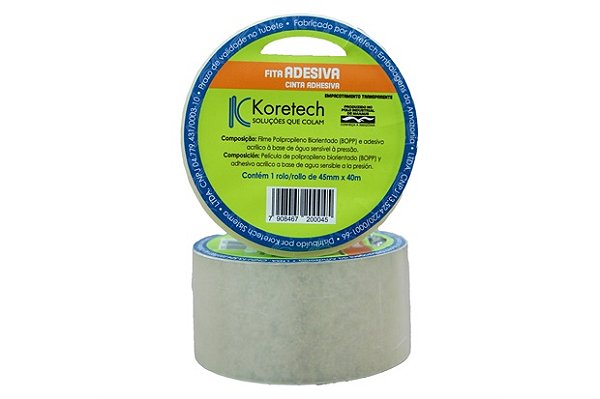 FITA ADESIVA EMPACOTAMENTO TRANSPARENTE 45MMX40M - KORETECH